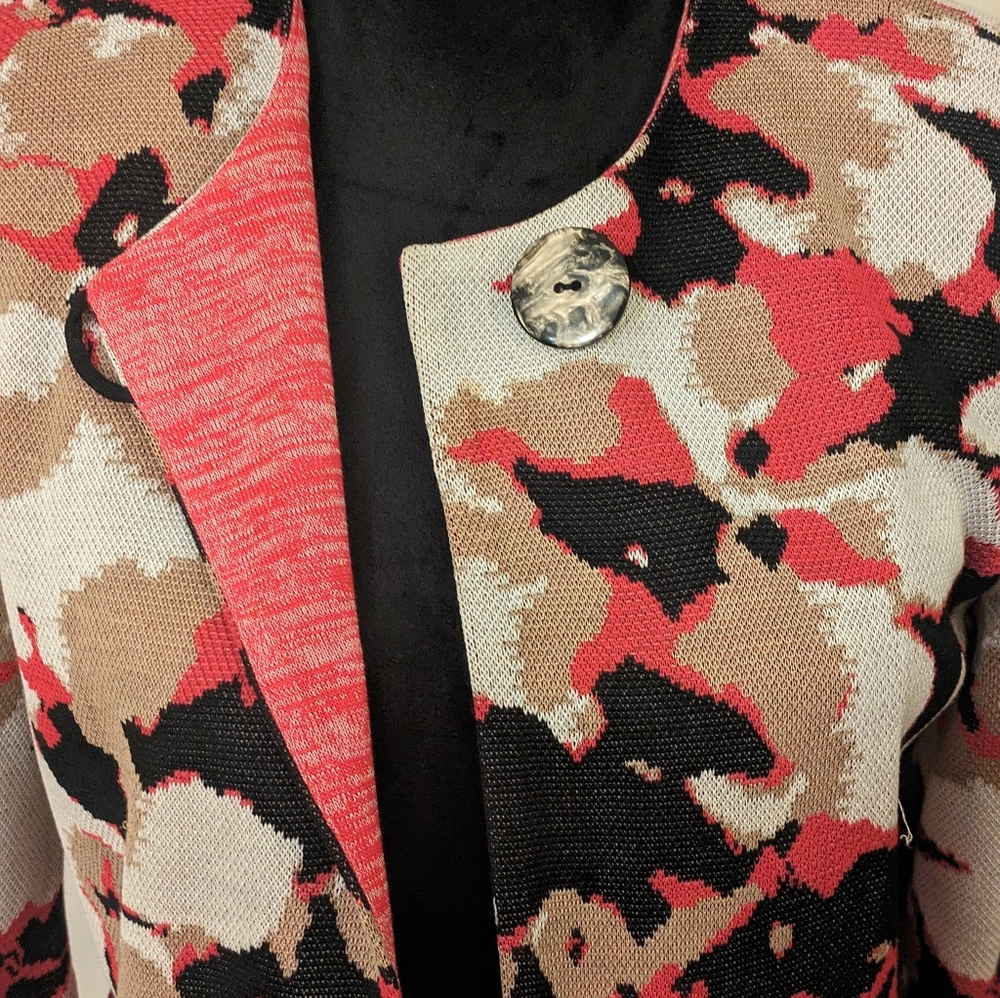 Misook Multicolor Abstract 3/4 Sleeve Knit Jacket - image 3